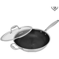Сковорода WOK з нержавіючої сталі з кришкою 28 см, TITANIUM3 HEINNER HR-MRK-28W
